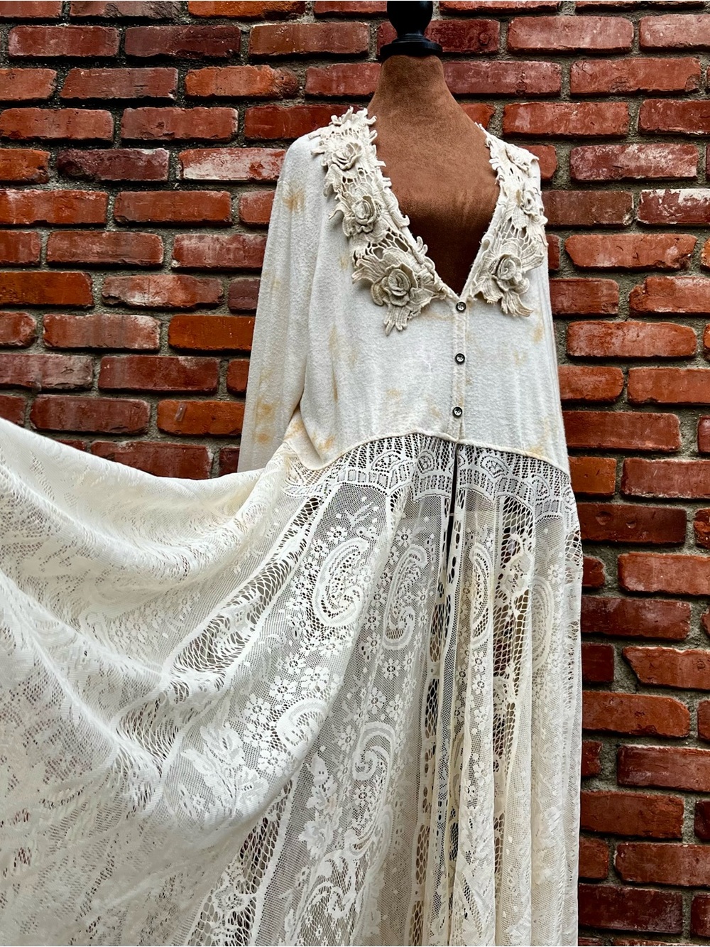 Tea Stained Lace Boho Maxi Cardigan Duster